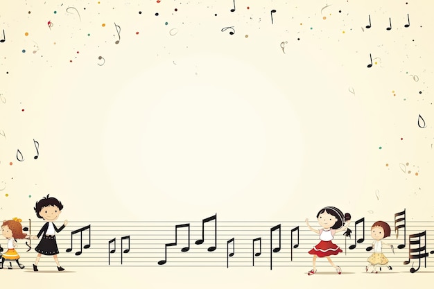 Fond de notes musicales de style dessin animé