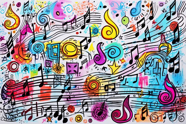 Fond de notes musicales de style dessin animé