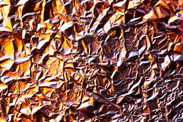 Fond de papier d'aluminium de cuivre froissé