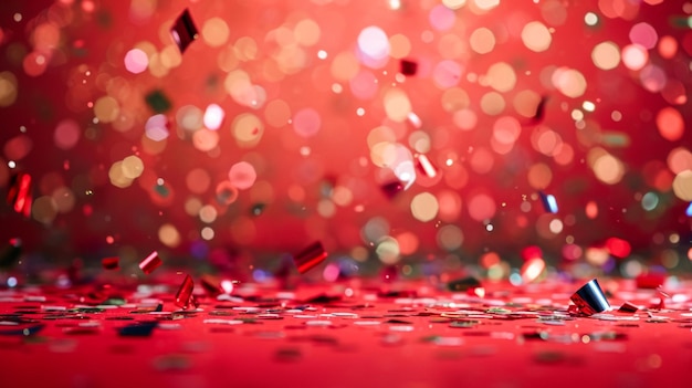 Photo gratuite un fond rouge avec des confettis