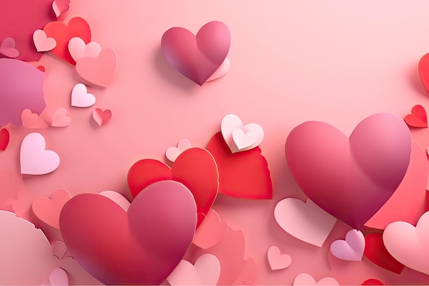Fond rouge et rose avec des coeurs pour diverses célébrations avec espace de copie Ai générative