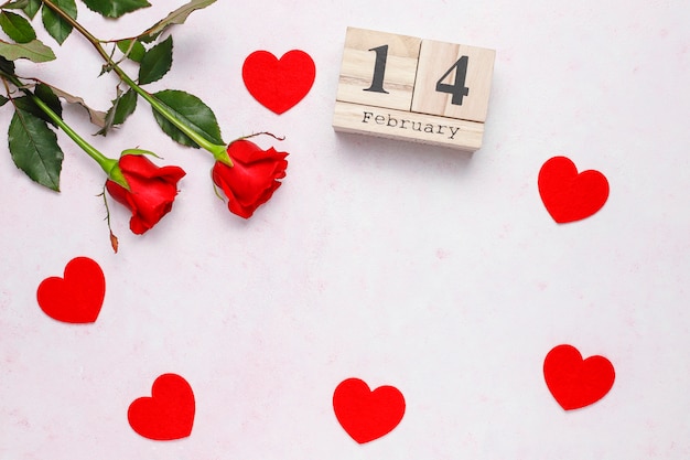 Photo gratuite fond de saint valentin, carte de saint valentin avec des roses