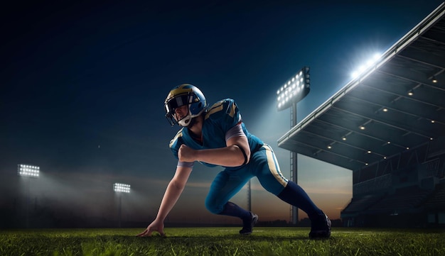 Football Américain Joueur De Football Américain Dans Un Stade De Sport Professionnel