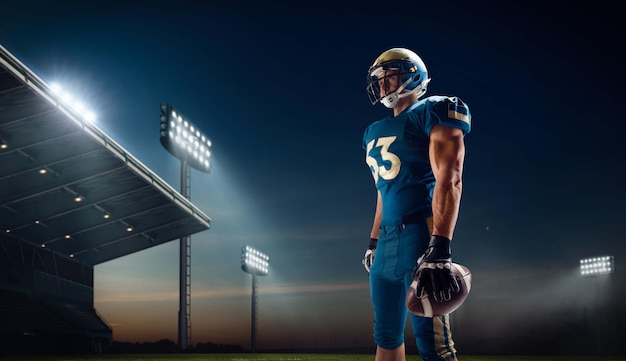 Football américain Joueur de football américain dans un stade de sport professionnel