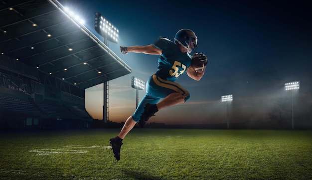 Football américain Joueur de football américain dans un stade de sport professionnel