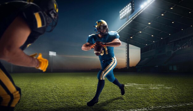 Football américain Joueur de football américain dans un stade de sport professionnel