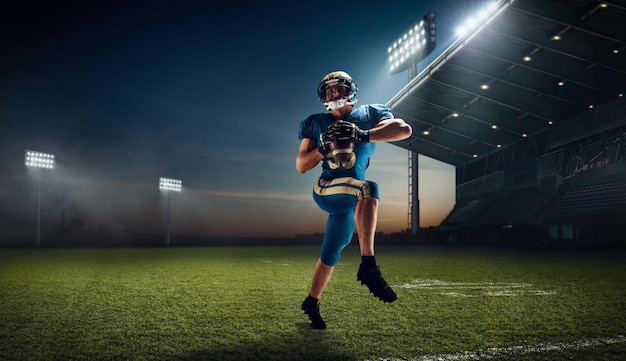 Football américain Joueur de football américain dans un stade de sport professionnel