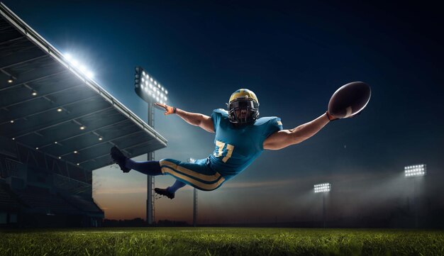 Football américain Joueur de football américain dans un stade de sport professionnel