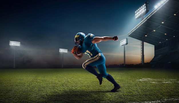 Football américain Joueur de football américain dans un stade de sport professionnel