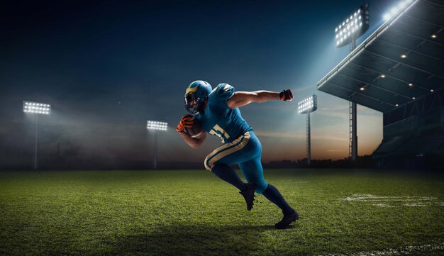 Football américain Joueur de football américain dans un stade de sport professionnel