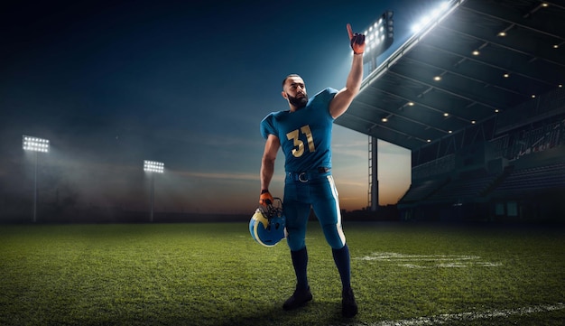 Football américain Joueur de football américain dans un stade de sport professionnel