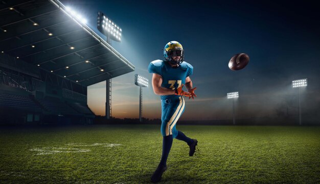 Football américain Joueur de football américain dans un stade de sport professionnel