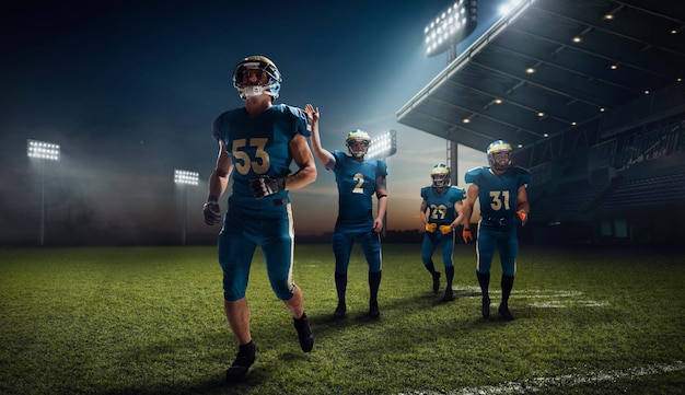 Photo gratuite football américain joueur de football américain dans un stade de sport professionnel