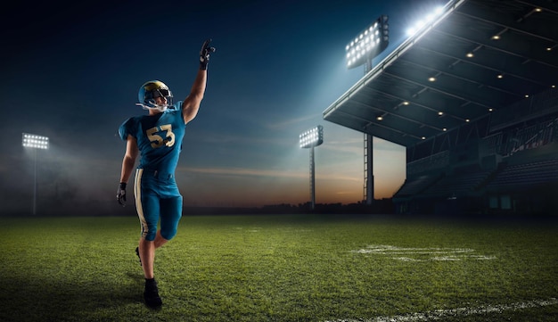 Football américain Joueur de football américain dans un stade de sport professionnel