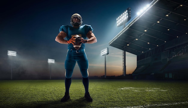 Football américain Joueur de football américain dans un stade de sport professionnel