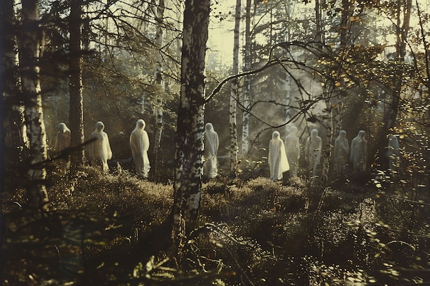 Photo gratuite la forêt d'aokigahara est sombre.