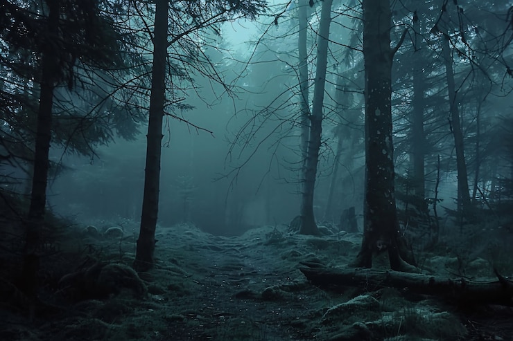 Photo gratuit la forêt d'aokigahara est sombre.