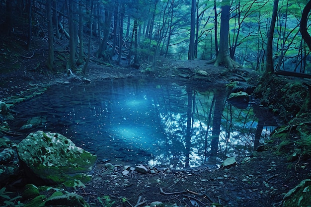 Photo gratuite la forêt d'aokigahara est sombre.