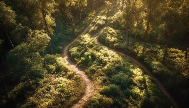 Forêt et prairie de chaîne de montagnes en automne générées par l'IA