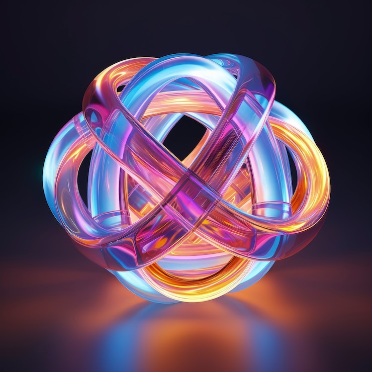 Photo gratuit forme 3d brillante avec des couleurs holographiques vives