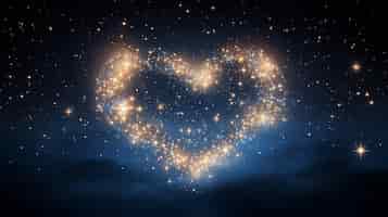 Photo gratuite une forme de cœur lumineuse en 3d faite d'étoiles