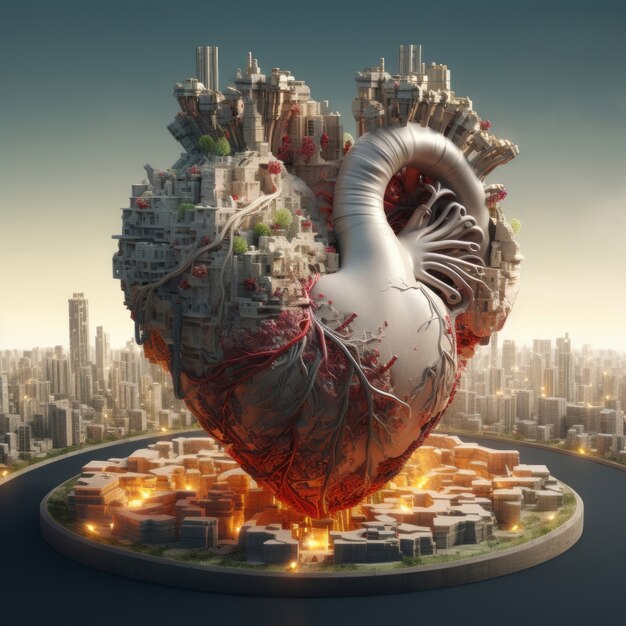 Forme de coeur réaliste avec ville
