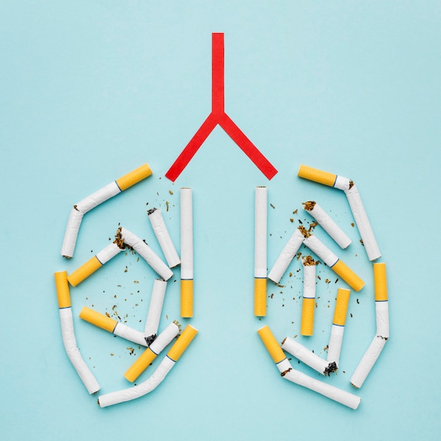 Forme des poumons avec des cigarettes