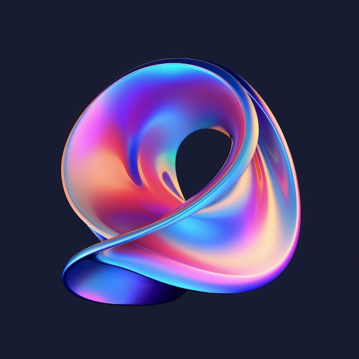 Photo gratuit des formes 3d brillantes avec des couleurs holographiques vives