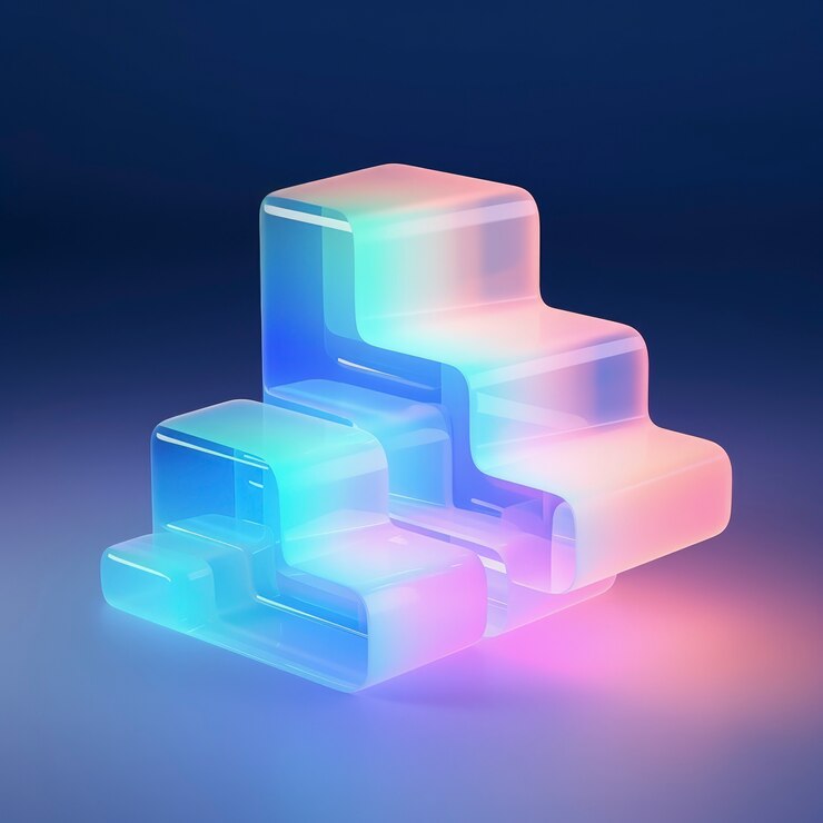 Photo gratuit des formes 3d brillantes avec des couleurs holographiques vives