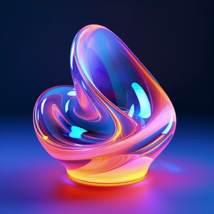 Photo gratuit des formes 3d brillantes avec des couleurs holographiques vives