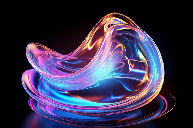 Photo gratuit des formes 3d brillantes avec des couleurs holographiques vives