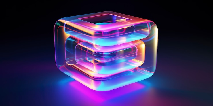 Photo gratuit des formes 3d brillantes avec des couleurs holographiques vives