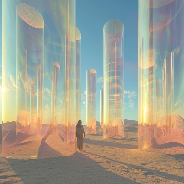 Photo gratuite des formes géométriques surréalistes dans le désert stérile.
