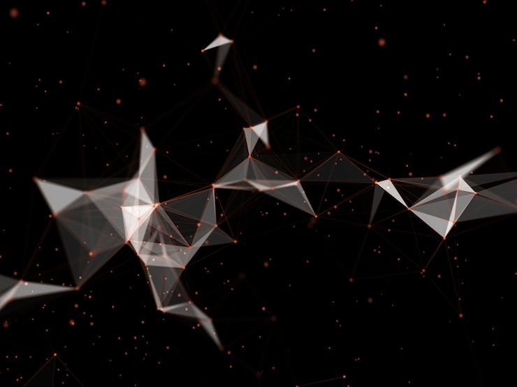 Photo gratuit formes de plexus 3d low poly modernes avec des particules flottantes