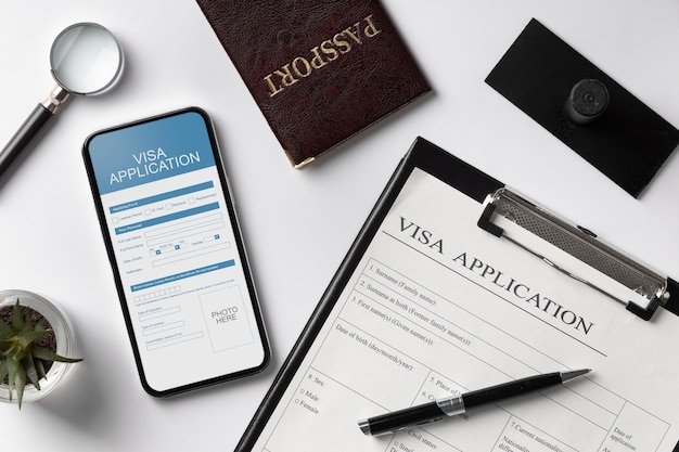 Formulaire de demande de visa sur smartphone