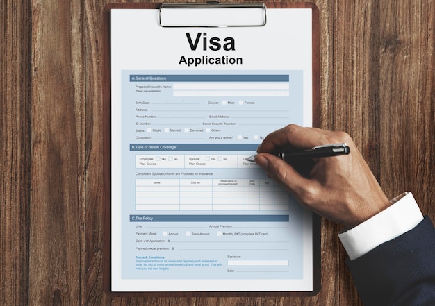 Formulaire de voyage de demande de visa Concept