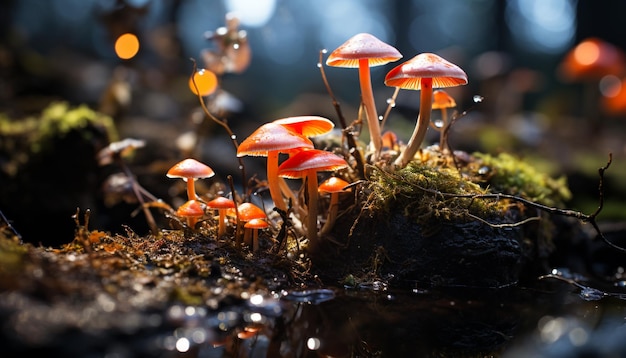 Photo gratuite la fraîcheur de la croissance d'automne champignon toxique comestible beauté dans la nature générée par l'intelligence artificielle