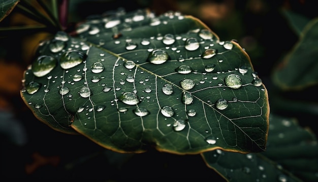 Photo gratuite fraîcheur dans la rosée verte de la nature sur la feuille générée par l'ia