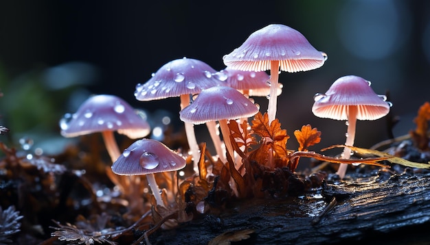 Photo gratuite la fraîcheur de la forêt d'automne en gros plan du champignon agaric venimeux généré par l'ia
