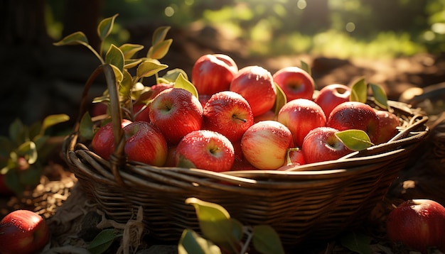 Photo gratuite fraîcheur de la nature récoltée dans un panier mûr pour une alimentation saine générée par l'intelligence artificielle