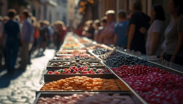 Photo gratuite la fraîcheur et la variété du marché de rue biologique générés par l'intelligence artificielle