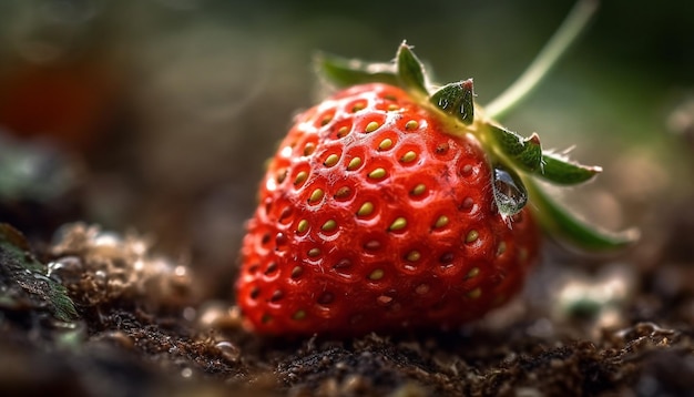 Photo gratuite fraise mûre fraîche et douceur de la nature biologique générée par l'ia