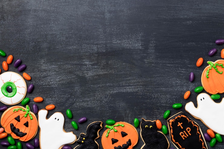 Photo gratuit friandises pour la fête d'halloween avec copie-espace