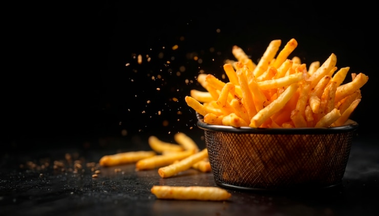 Photo gratuit des frites délicieuses en studio.