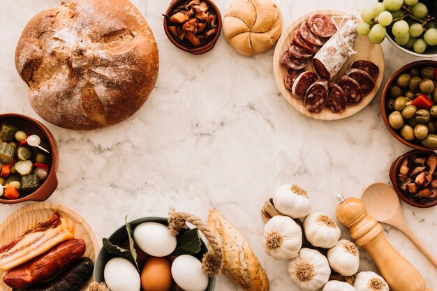 Frontière des ingrédients de cuisine