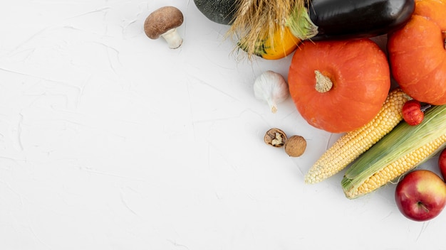 Photo gratuite fruits et légumes d'automne avec espace de copie