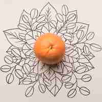 Photo gratuite fruits orange sur fond floral contour