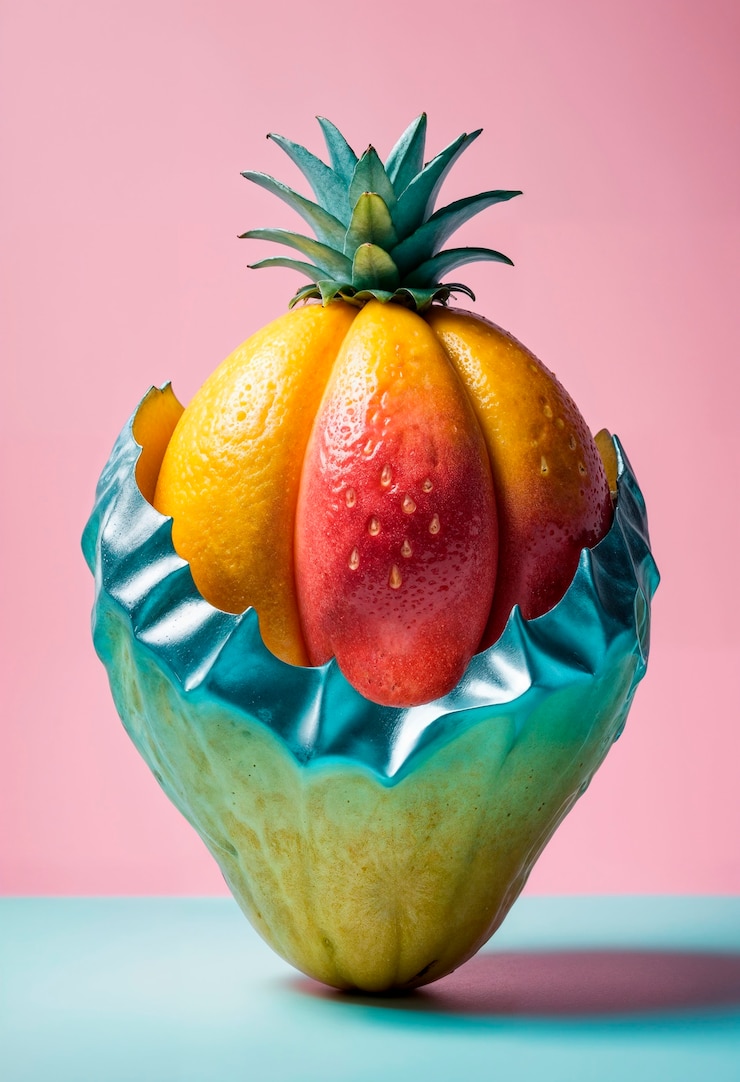 Photo gratuit des fruits surréalistes en studio