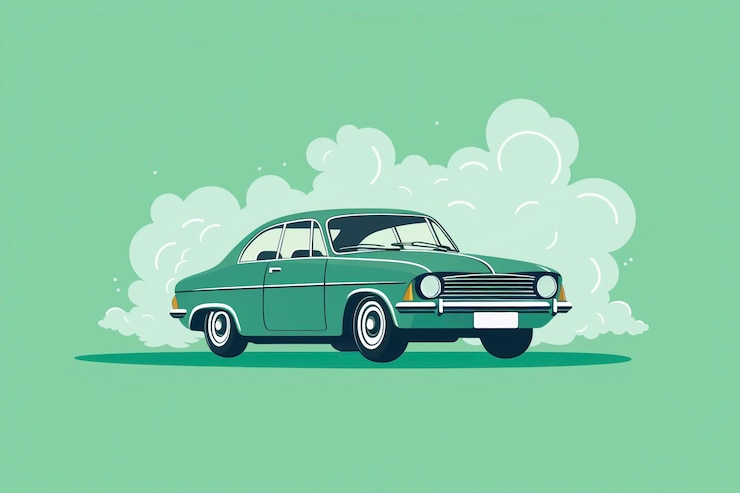 Photo gratuit fume de dessin animé avec voiture