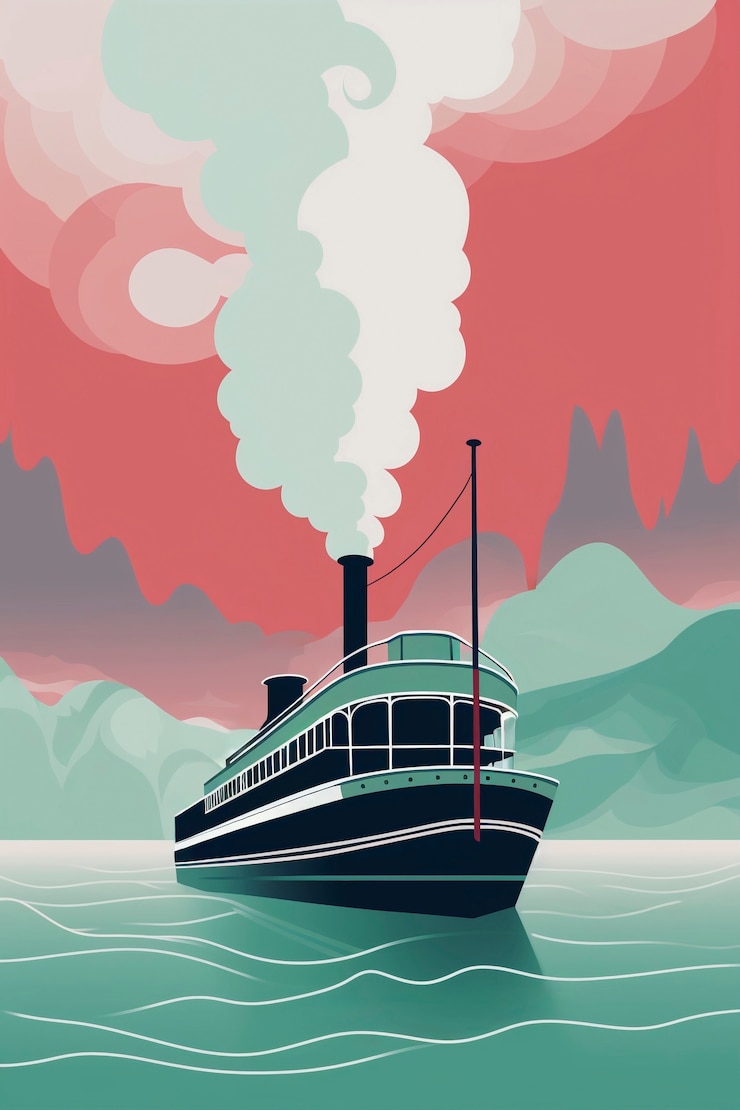 Photo gratuit la fumée de dessin animé avec le bateau